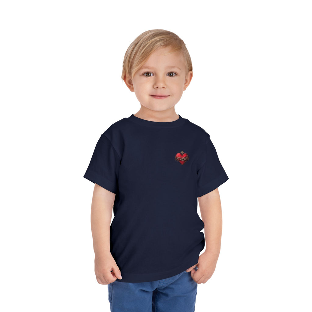 Toddler Tee with Red Sacred Heart Patch – Cute Infant Religious Valentine Shirt