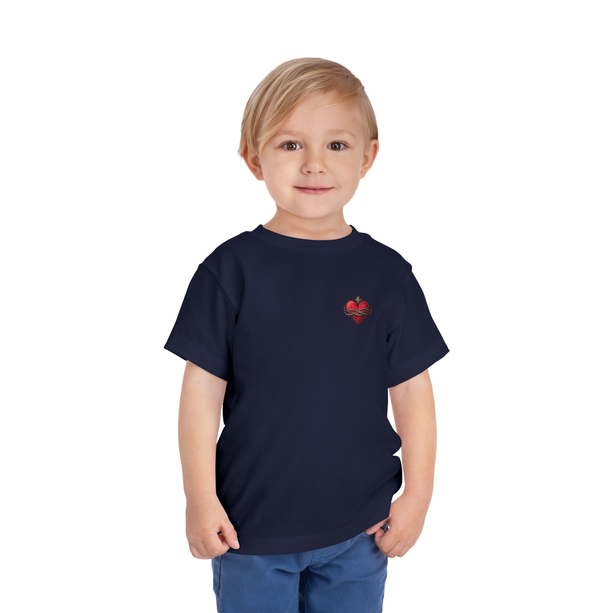 Toddler Tee with Red Sacred Heart Patch – Cute Infant Religious Valentine Shirt