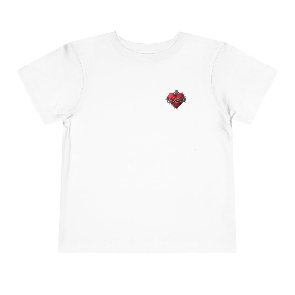 Toddler Tee with Red Sacred Heart Patch – Cute Infant Religious Valentine Shirt