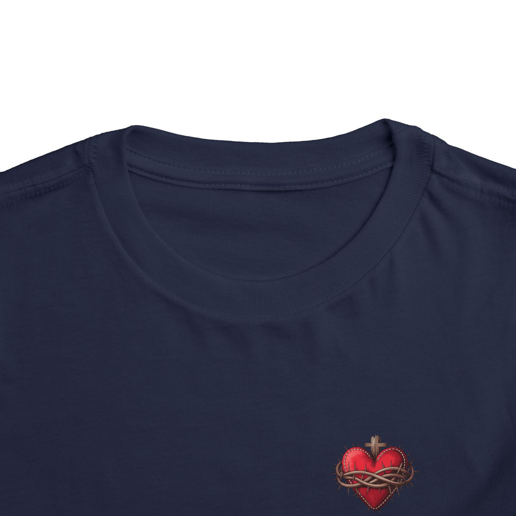Toddler Tee with Red Sacred Heart Patch – Cute Infant Religious Valentine Shirt