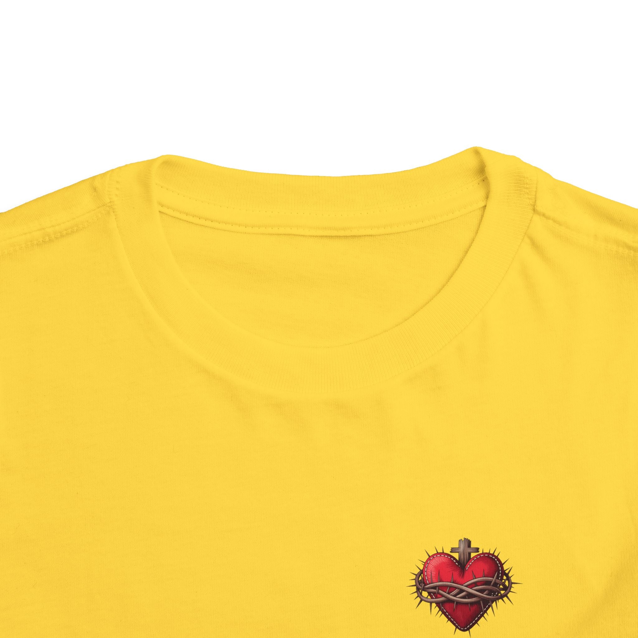 Toddler Tee with Red Sacred Heart Patch – Cute Infant Religious Valentine Shirt