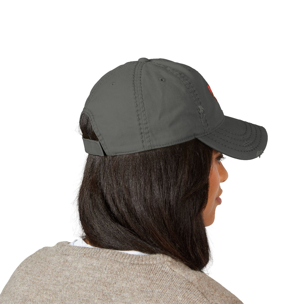 Distressed Embroidered Heart Dad Hat