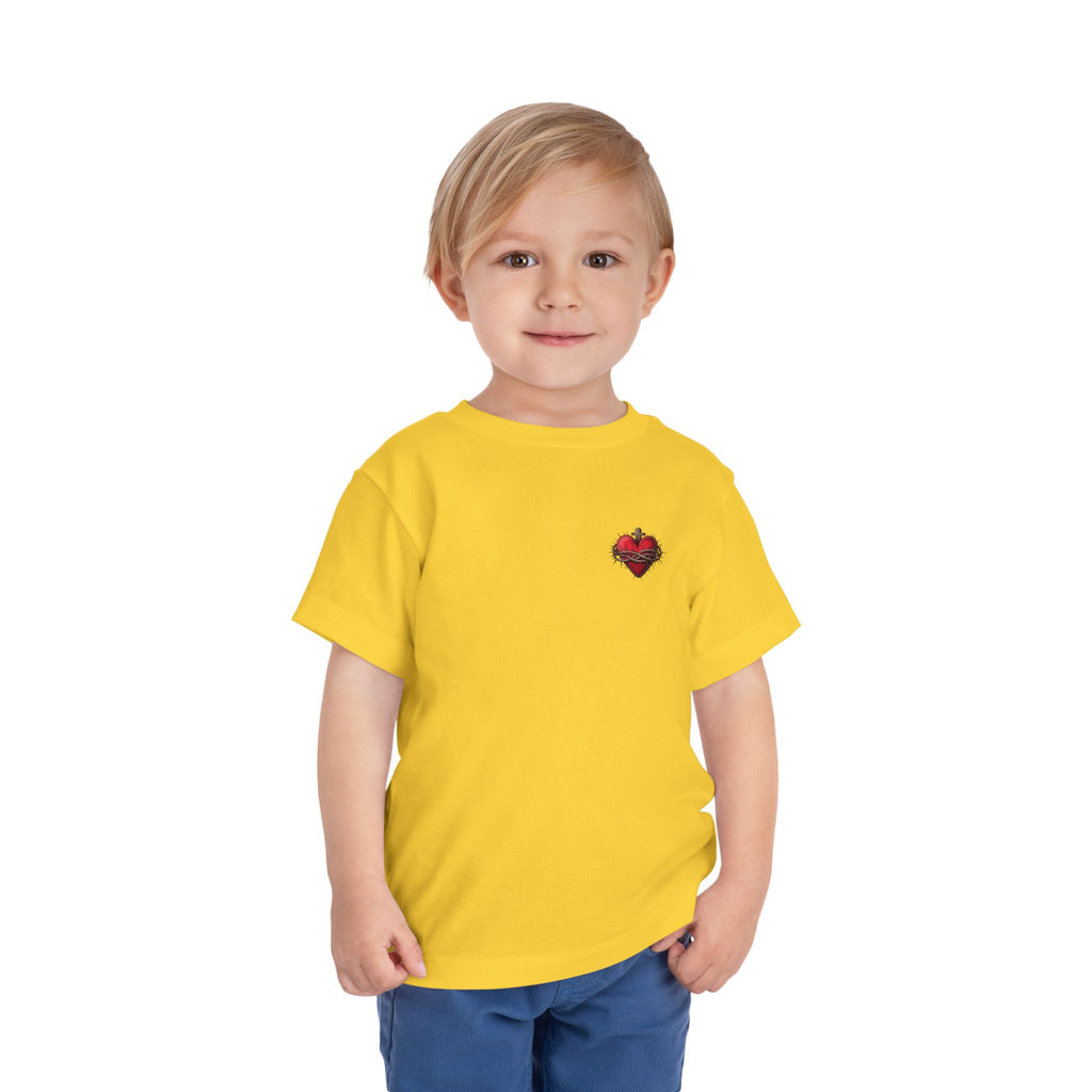 Toddler Tee with Red Sacred Heart Patch – Cute Infant Religious Valentine Shirt