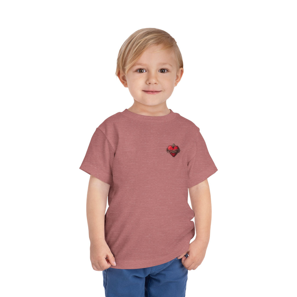 Toddler Tee with Red Sacred Heart Patch – Cute Infant Religious Valentine Shirt
