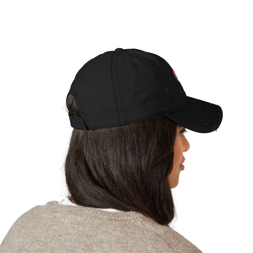 Distressed Embroidered Heart Dad Hat