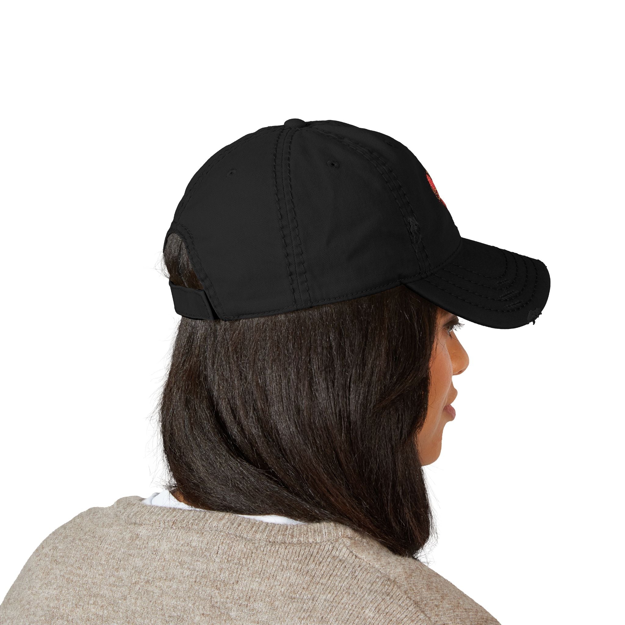 Distressed Embroidered Heart Dad Hat