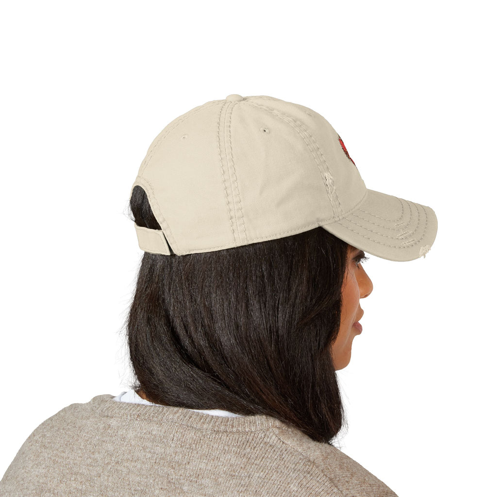 Distressed Embroidered Heart Dad Hat