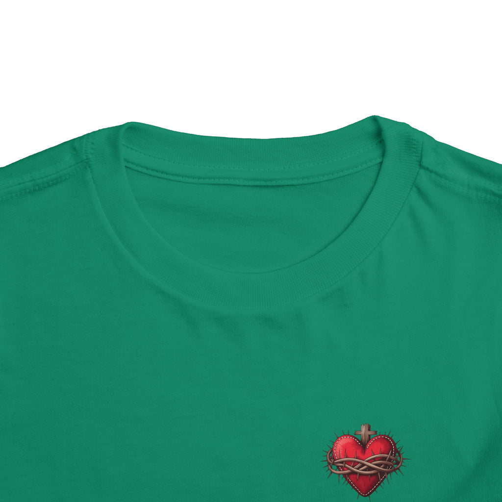 Toddler Tee with Red Sacred Heart Patch – Cute Infant Religious Valentine Shirt