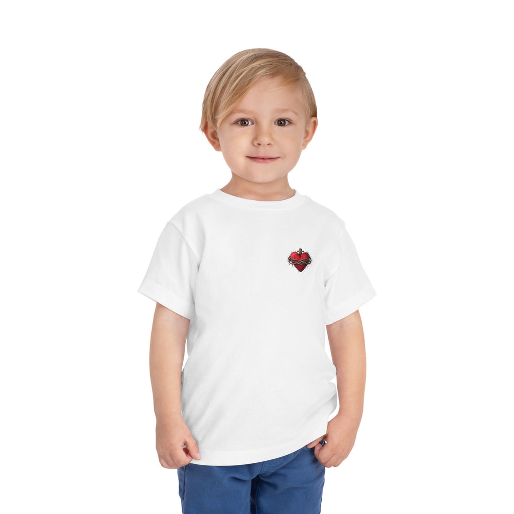 Toddler Tee with Red Sacred Heart Patch – Cute Infant Religious Valentine Shirt