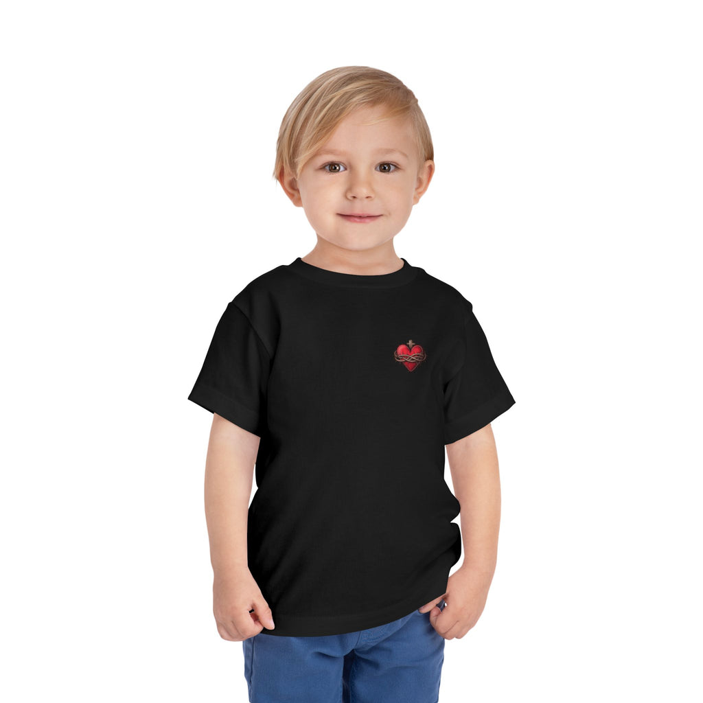 Toddler Tee with Red Sacred Heart Patch – Cute Infant Religious Valentine Shirt