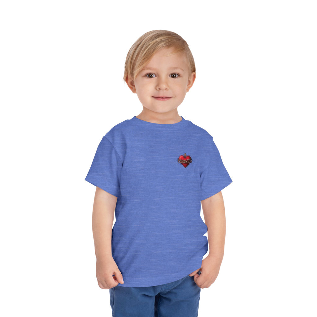 Toddler Tee with Red Sacred Heart Patch – Cute Infant Religious Valentine Shirt