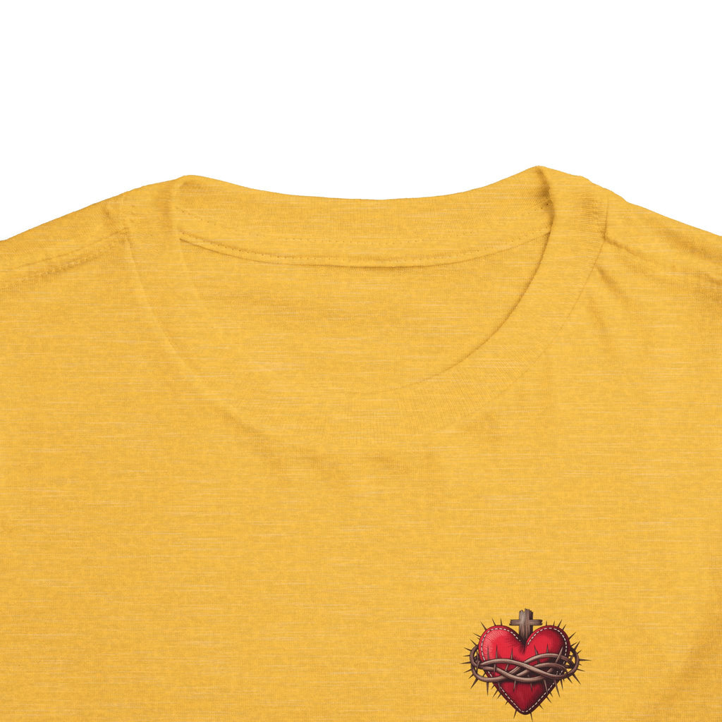 Toddler Tee with Red Sacred Heart Patch – Cute Infant Religious Valentine Shirt