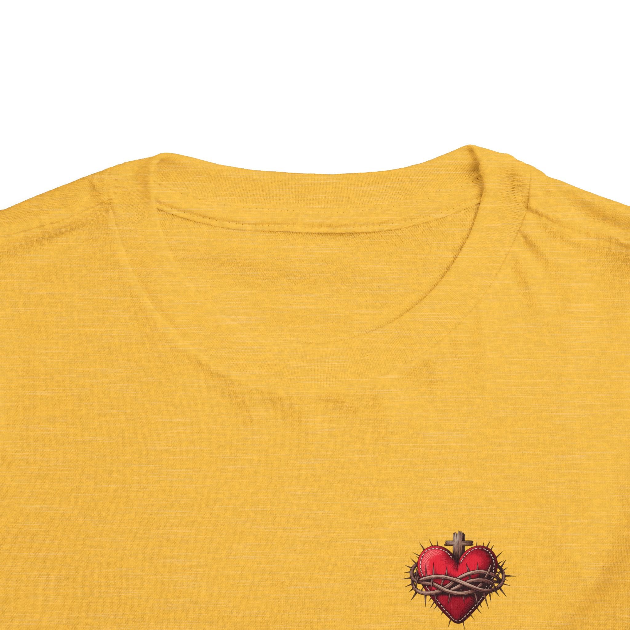 Toddler Tee with Red Sacred Heart Patch – Cute Infant Religious Valentine Shirt