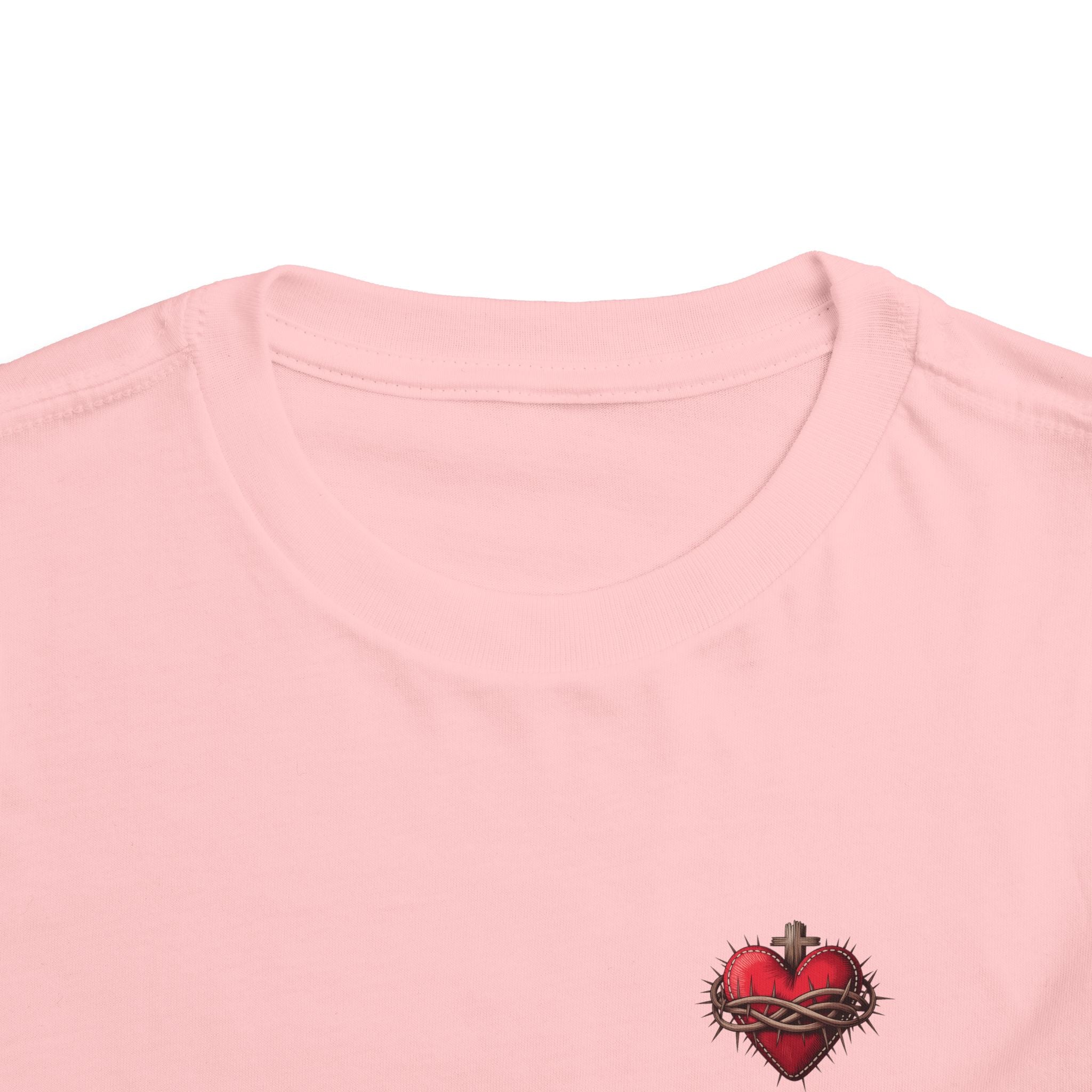 Toddler Tee with Red Sacred Heart Patch – Cute Infant Religious Valentine Shirt