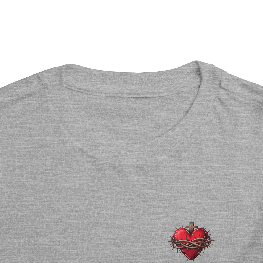 Toddler Tee with Red Sacred Heart Patch – Cute Infant Religious Valentine Shirt