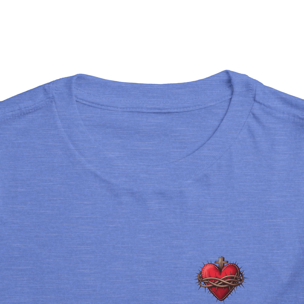 Toddler Tee with Red Sacred Heart Patch – Cute Infant Religious Valentine Shirt