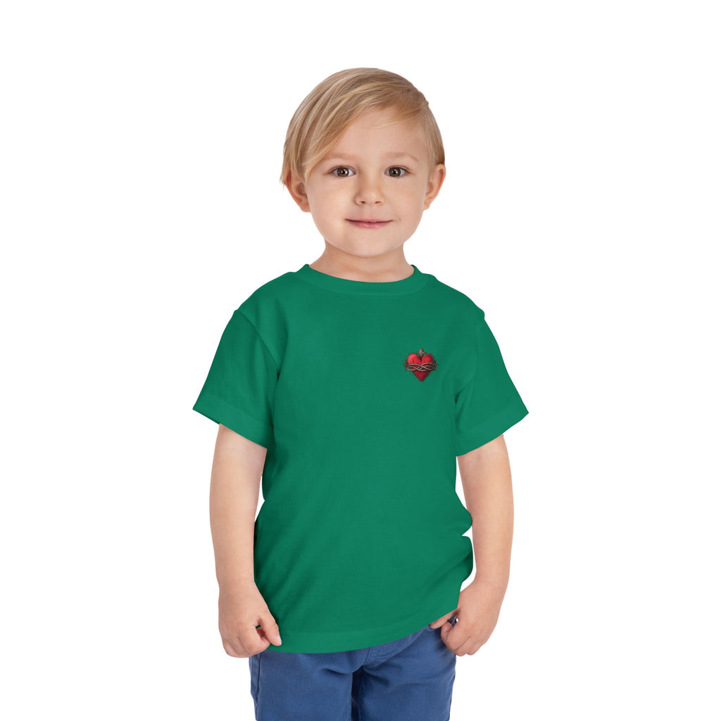 Toddler Tee with Red Sacred Heart Patch – Cute Infant Religious Valentine Shirt