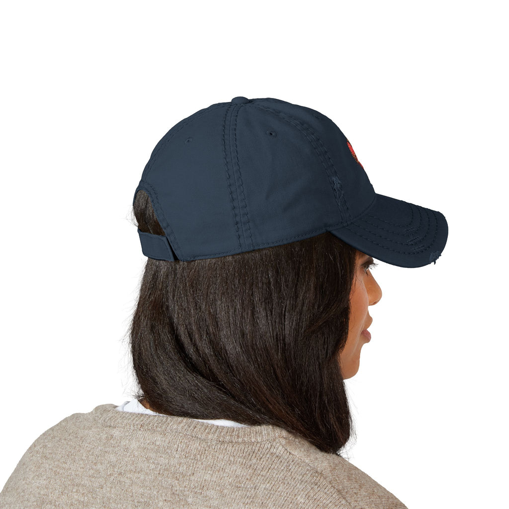 Distressed Embroidered Heart Dad Hat