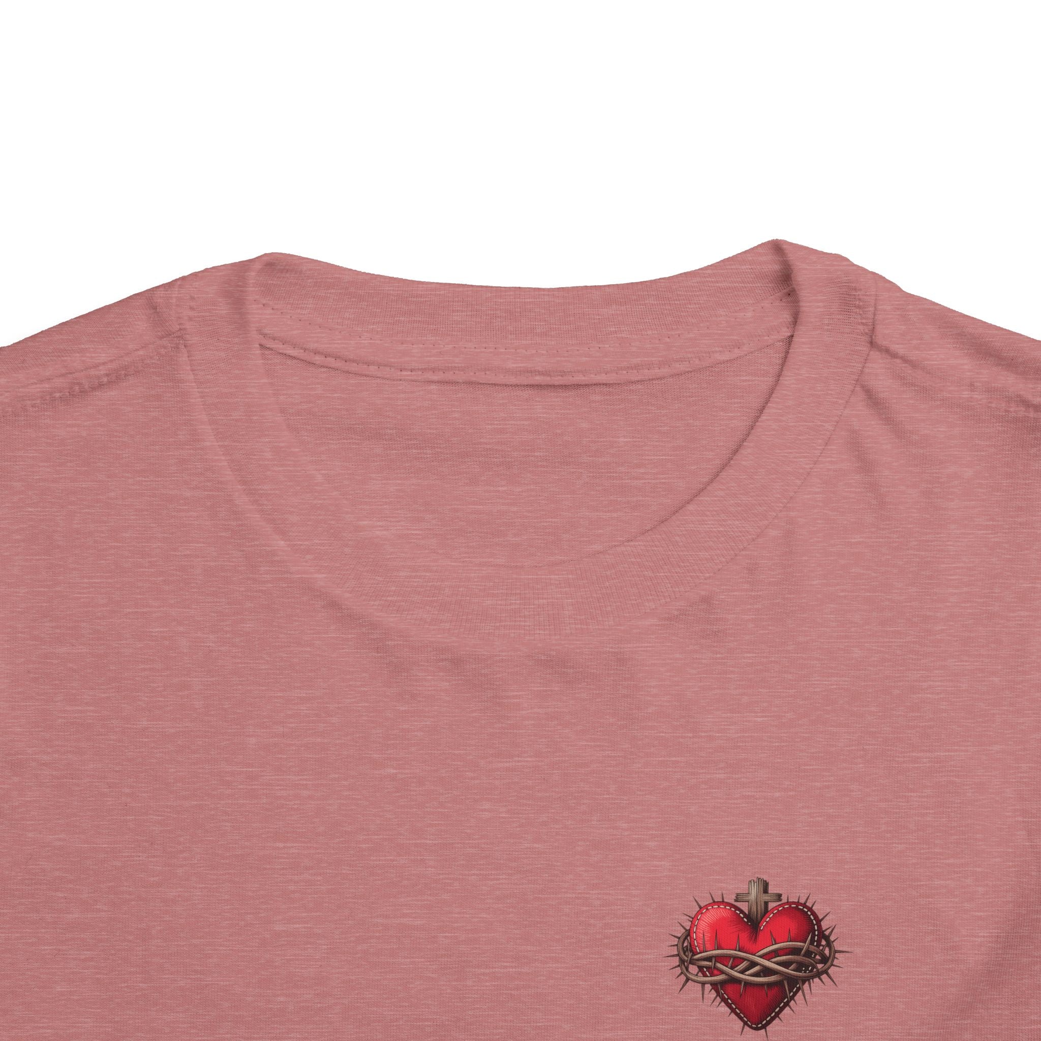 Toddler Tee with Red Sacred Heart Patch – Cute Infant Religious Valentine Shirt